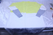 Sweater Long Cardigan Grey Yellow Stripe LS Wool / Cashmere Size Large Women's