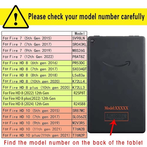 PU Leather tablet Stand Cover Cases For Amazon Fire 7/HD 8 10/HD 8 10 plus +Pen - Picture 2 of 36