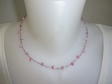 Collier kurze Halskette rosa aus Glasperlen ca 4mm, Dawanda Etsy Handarbeit