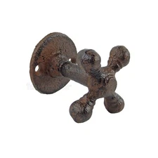 Faucet Knob Wall Hook Handle Cast Iron Towel Coat Purse Hanger Antique Style 