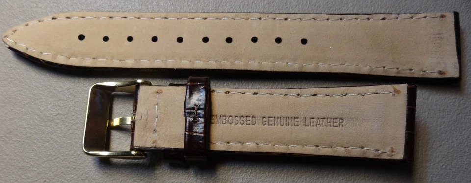 Nueva correa de reloj Timex marrón oscuro simulada grano de cocodrilo de 20 mm de longitud larga Foto 4 de 4