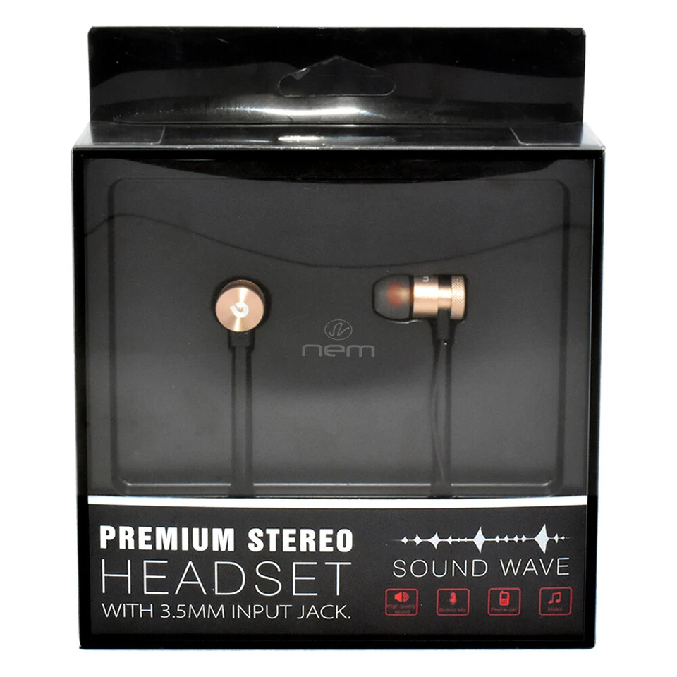 Gold _ Black Super Bass Noise Isolating Earphone Vol. Control and Mic. Headset - Image 3 of 4