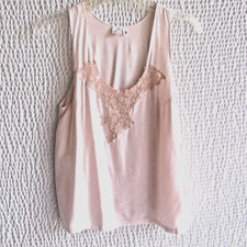 Light Pink Lace Cami Shell Top Silk Nylon Blend XS S Vtg Sabina Designer Lace