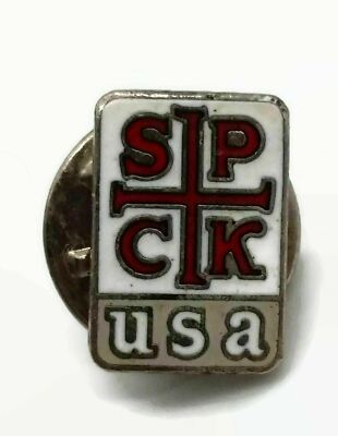 SPCK USA Silver Tone Enamel Lapel Hat Pin S.P.C.K.