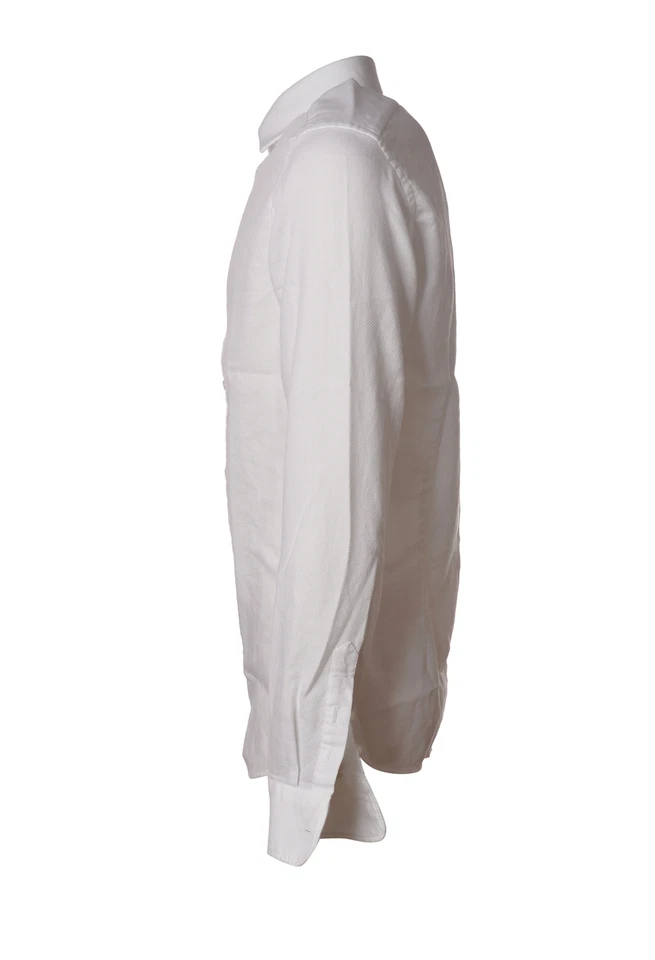 camicia cotone operato tinta unita da Uomo Aglini Colore Bianco - Immagine 2 di 3