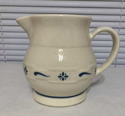 LONGABERGER WOVEN TRADITIONS Pottery Small Pitcher Creamer Gravy IVORY shabby