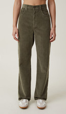 Cotton:On Womens Cord Straight Jean Relaxed Corduroy Pants Woodland Green Size 2