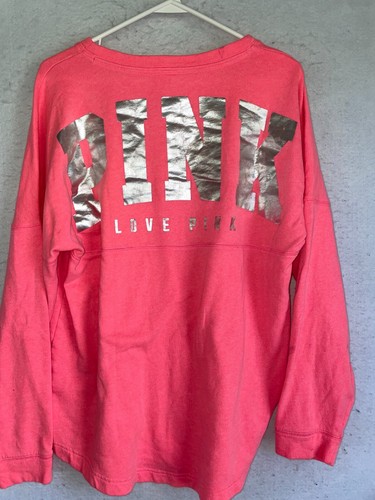 Pull Victoria's Secret PINK - Michigan Bling - Col Rond - Gris Clair - Taille Indiquée Sur étiquette (NWT)