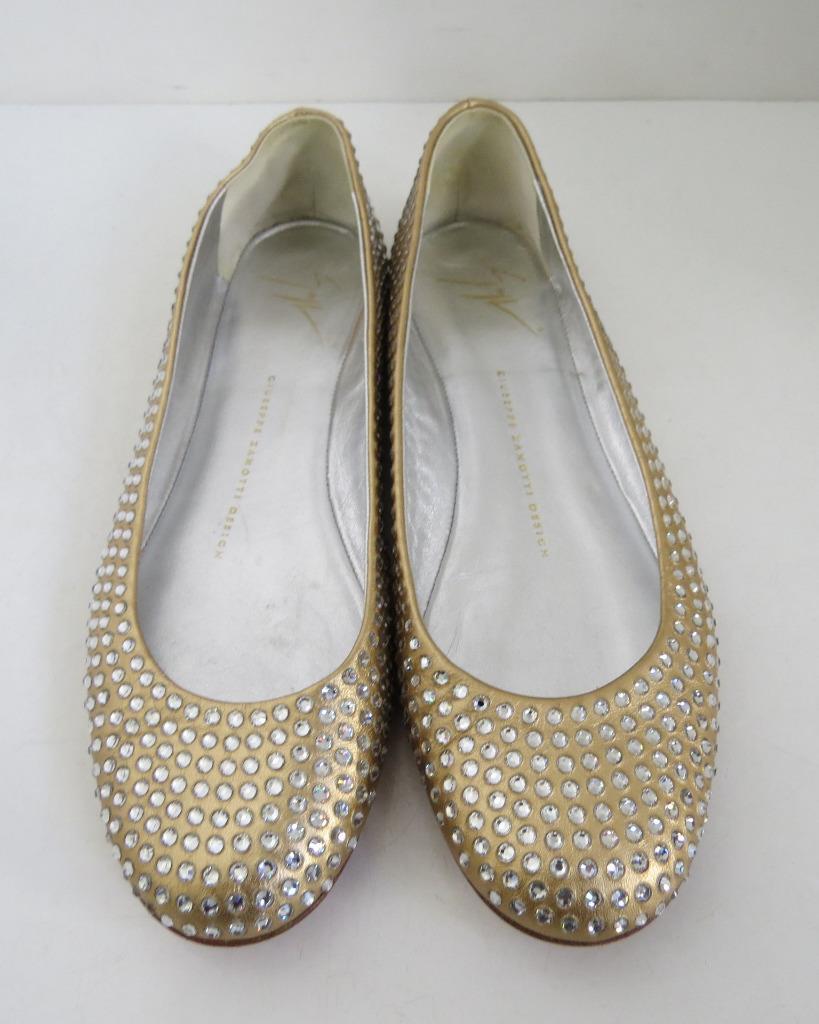 Giuseppe Zanotti Gold Pelle Crystals/Ballet Flats w/ Crystals/Ballet Pelle Slippers/Shoes Sz 8 403002 Giuseppe Zanotti Gold Pelle Crystals/Ballet Flats w/ Crystals/Ballet Pelle Slippers/Shoes Sz 8 403002