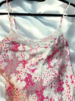 Aubade Paris Lingerie Nightgown Pink Flowers Adjustable Straps