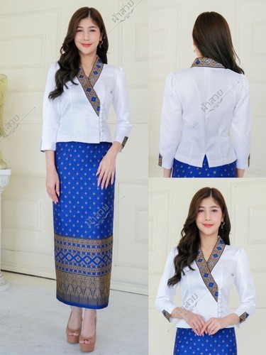 THAI/LAOS TRADITIONAL SILK BLOUSE AND SKIRT SET'S - CHEST SIZE 32" - 46" - Picture 26 of 40