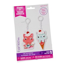 Foam Kitty Sundae Key Chain Project Set - Kids Craft Kit - Make 2 Keychains - 6