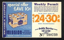 St. Louis Public Service 1954 City Transit Weekly Permit Mission Beverages