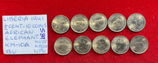 #S89 Liberia 10 Coins - 1/2 Cent 1941 African Elephant / Palm Tree KM#10 UNC
