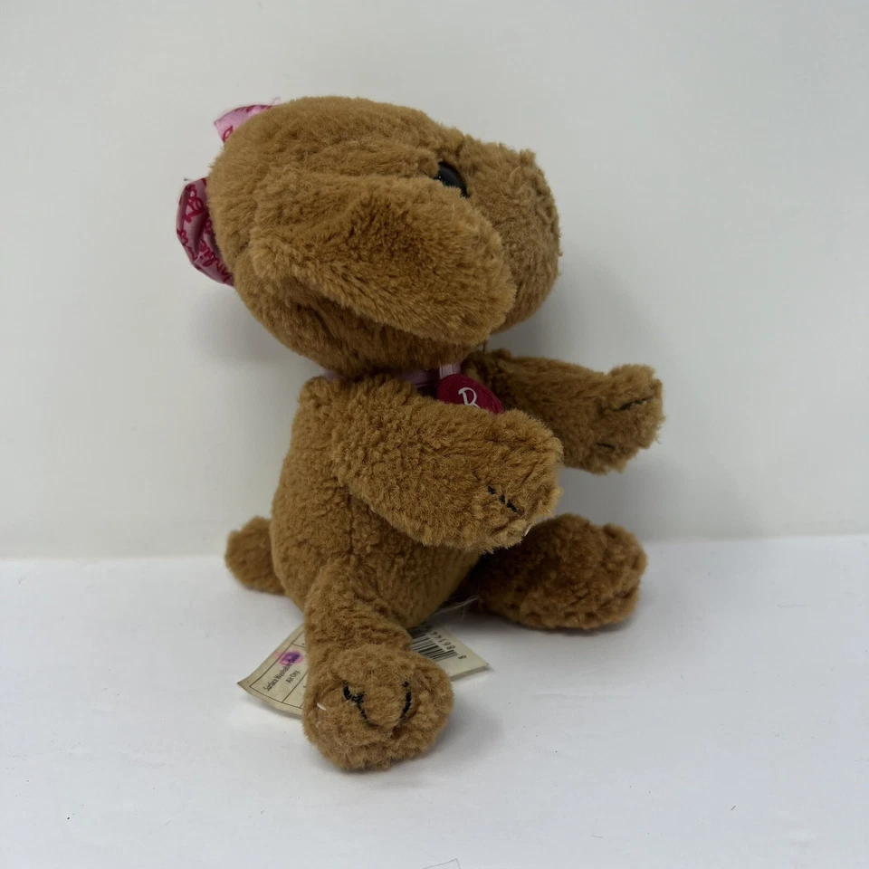 Barbie Marrón Cachorro Perro Peluche Juguete con Arco Rosa y Collar Mattel 7" Foto 4 de 4
