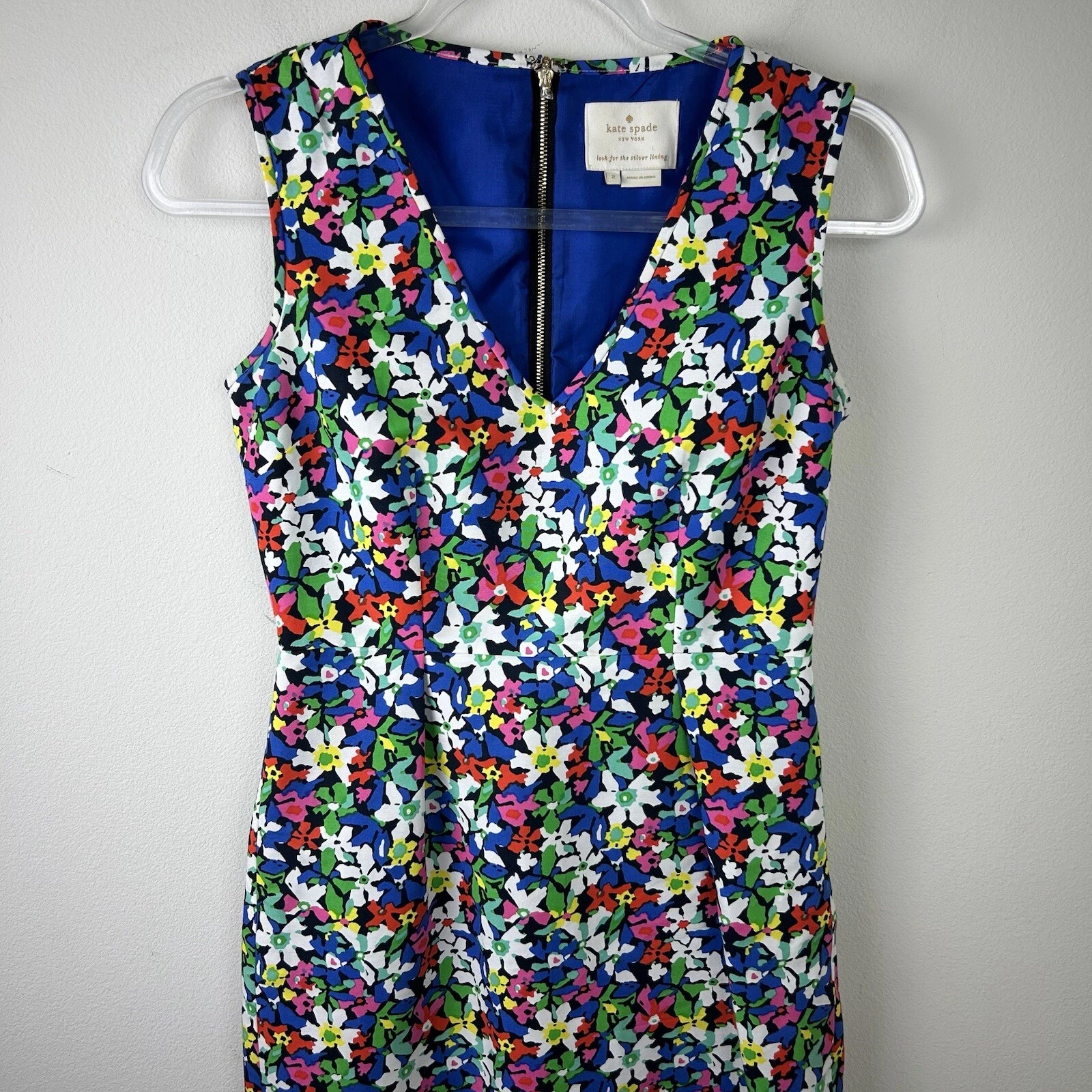 Abito in guaina floreale Kate Spade Mira in piena fioritura multicolore blu brillante seta 2