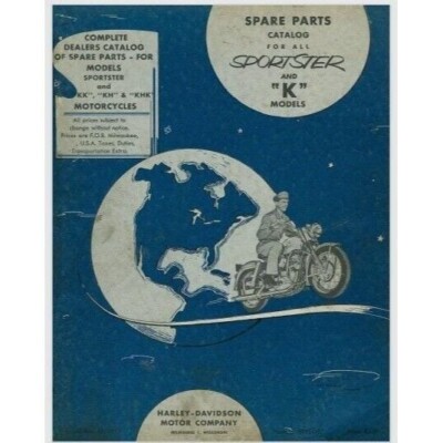 1957 Harley Davidson Sportster K Models Parts Catalog 73 pages