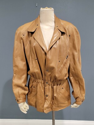 ギ*砲様 80's claude montana ラムレザー ボンバージャケット Vintage 80's CLAUDE MONTANA tan brown lamb leather cinch waist