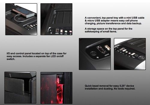 Cubitek Tattoo Pro - ventole LED rosse - finestra laterale - custodia ATX Mid Tower - Foto 3 di 8