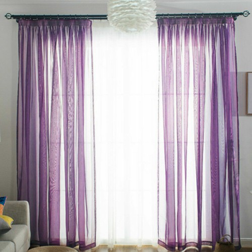 Sheer Tone Voile Curtain Panel Pelmet Net Tulle Fabric Multicolored Modern Decor - Picture 9 of 41