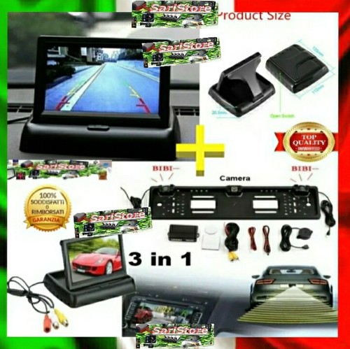 KIT MONITOR 4,3" + PORTATARGA CON RETROCAMERA E SENSORI PARCHEGGIO AUTO FURGONE  - Imagen 1 de 13