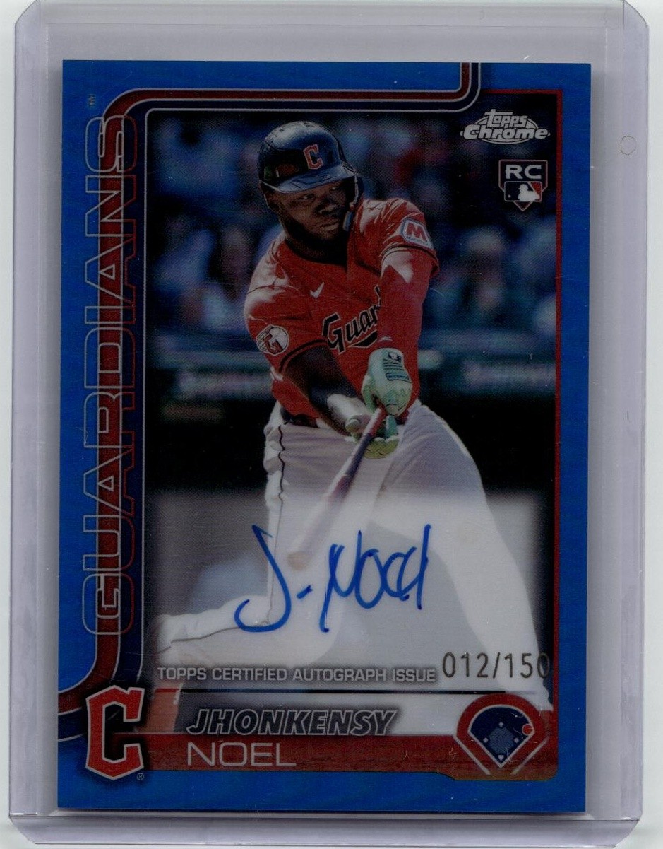 2025 Topps Chrome #RA-JN Jhonkensy Noel Rookie Auto Blue Raywave Ref #/150