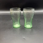 Vintage Coca Cola Coke Brand Genuine Green Glass 6oz Set of 2 (#4)