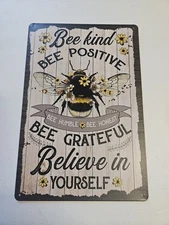 Bee Kind Bee Positive Metal Wall Sign Farmhouse Rustic Bee Decor Inspirational