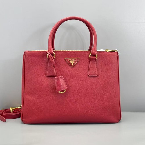 Prada Red Saffiano Leather Galleria Tote Handbag