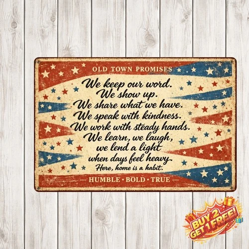 American Flag Pledge of Allegiance Tin Sign Vintage Patriotic Wall Plaque