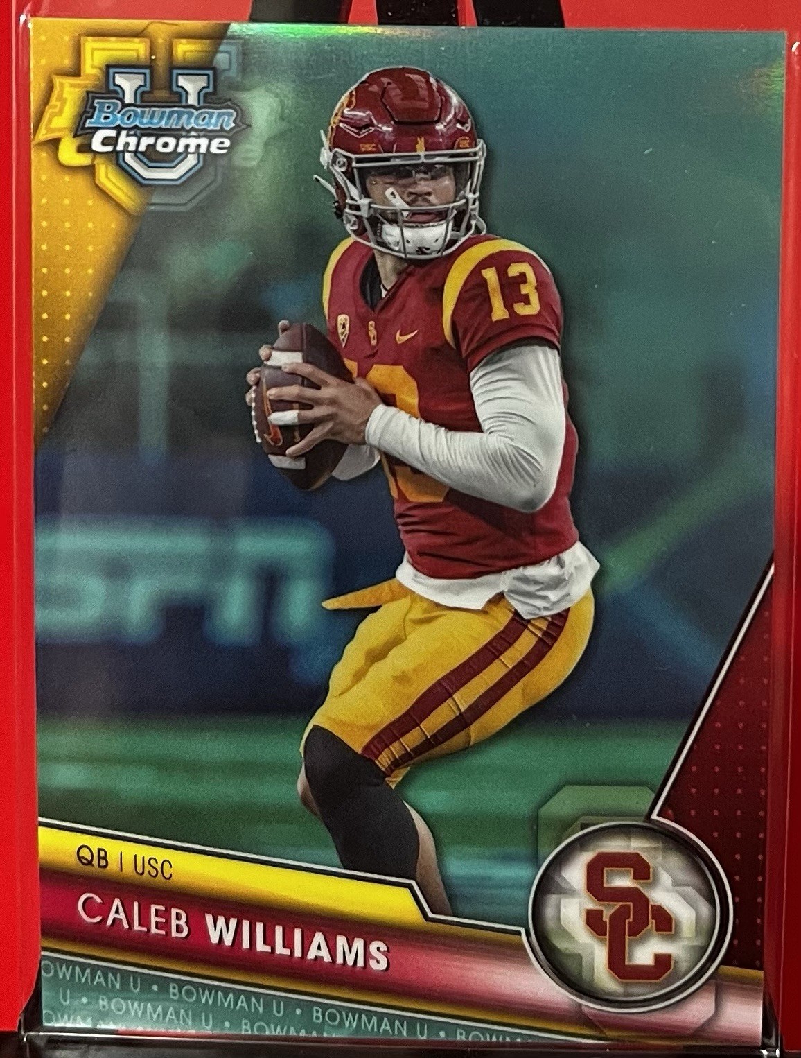 2023 Bowman University Chrome - Caleb Williams #1 Aqua Refractor /299 (RC)