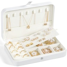 Travel Jewelry Case for Women,Travel Jewelry Organizer Box,Small Jewelry White