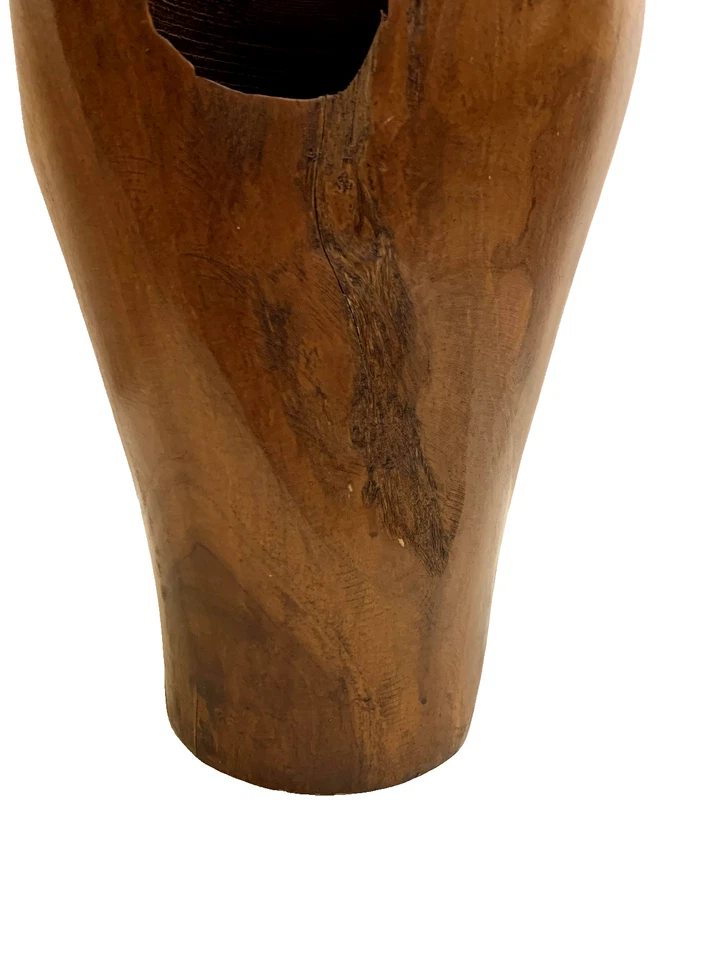 Vintage Hand Tuned Burl Wood Vase Live Edge Rustic Decorative Art - Image 4 of 4