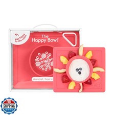 ezpz Happy Bowl - 24 Months  Coral - 100 Silicone Suction Bowl with Built