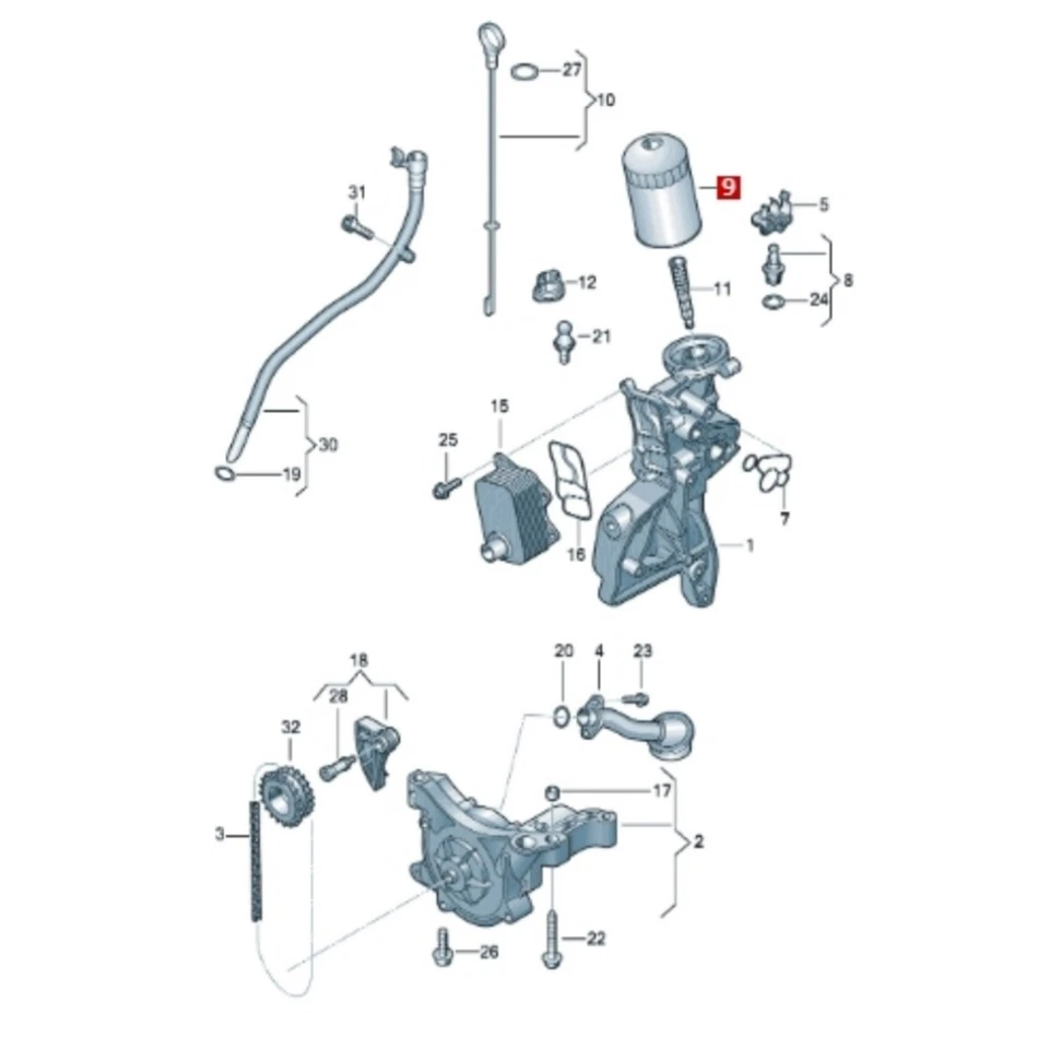 06J115403 2008-16 for VW JETTA Audi A4 Skoda Octavia 2.0 3* OEM Mahle Oil FIlter - Imagem 4 de 4