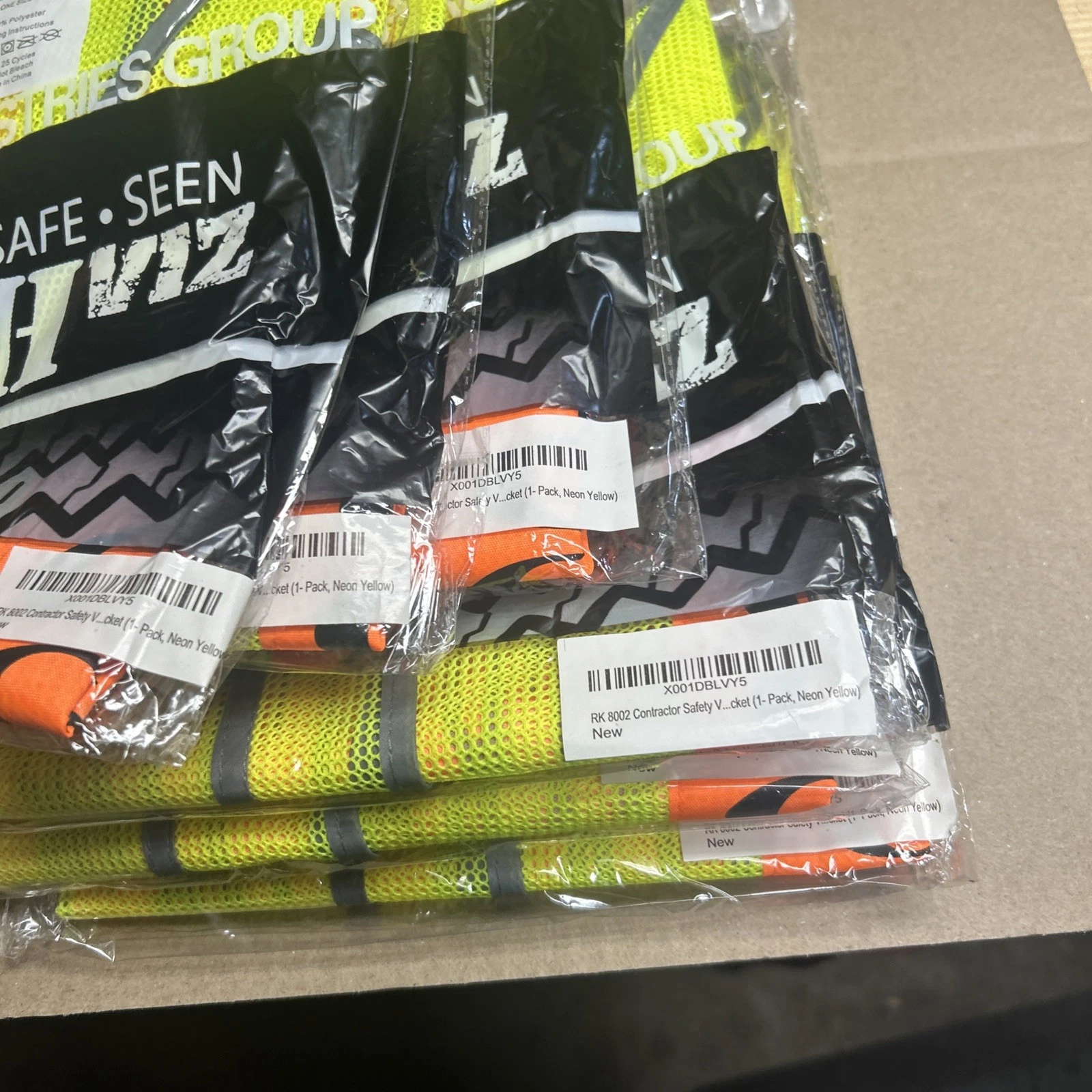 8 New Contractor High-Viz Neon Yellow Safety Vest. Model SRUS 8002 image 4