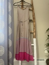 Gap Double-Strap Pink Print Maxi Boho Summer Vacation Dress Size Small Tie Slits