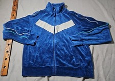 Vtg Abercrombie & itch Track Jacket Womens Small Blue Striped Velour Zip Y2k