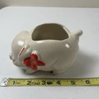 Vintage Shawnee White Sleeping Pig Planter with Red Bow 5.5" Long 3" Tall