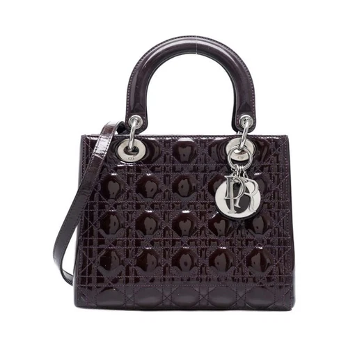 Petit sac fourre tout femme Dior en cuir verni violet foncé 12345 118577680