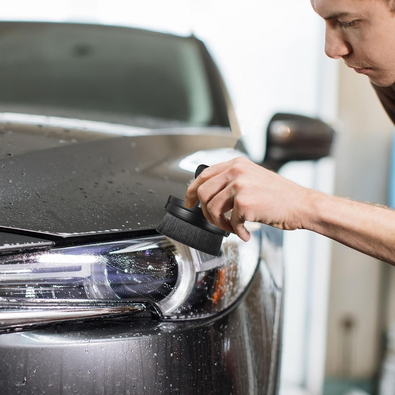 2 Pack Car Tire Shine Applicator, Auto Detail Brush, Portable Car Tire Brush