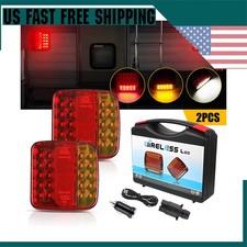 2x Magnetic Wireless Tail Lights for Trailer, Wireless Trailer Lights Tri-Colors