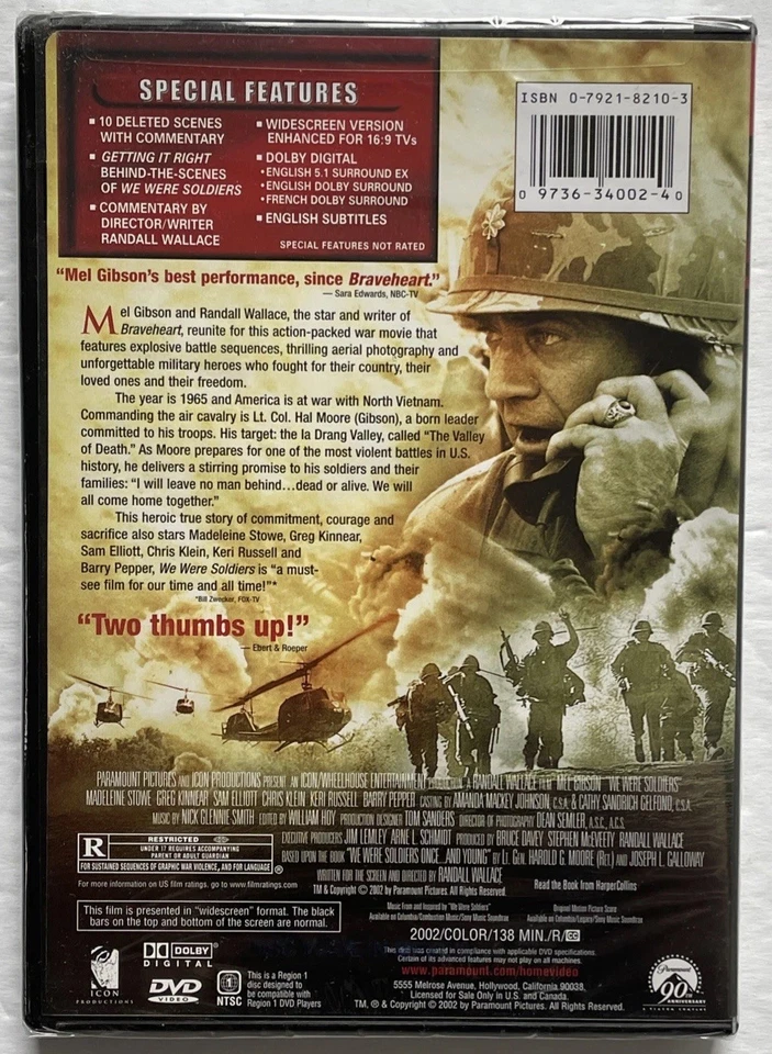 We Were Soldiers (DVD, 2002) Mel Gibson Sam Elliott Greg Kinnear - NEW & SEALED - Image 2 of 3