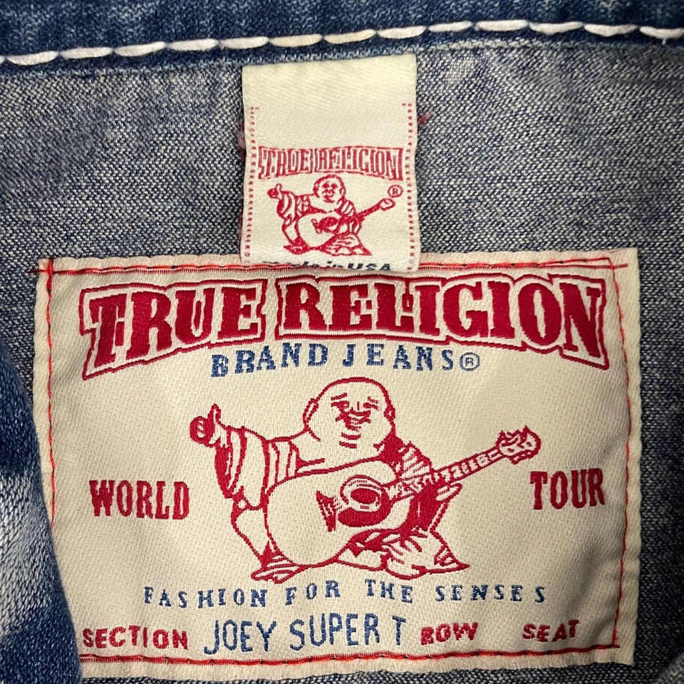 Chaqueta vaquera de colección True Religion Joey Super T Denim para hombre XL lavado oscuro hecha en EE. UU. Foto 3 de 4