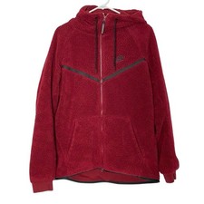 Nike Tech Fleece Sherpa Hoodie Jacket Mens Size Large Red Black Windrunner