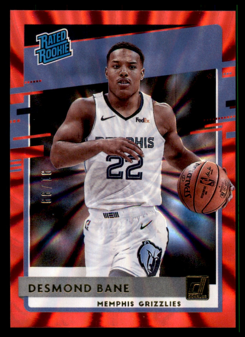 2020-21 Panini Donruss Desmond Bane #91/99 Red Laser Rookie #240 Lazer 2020