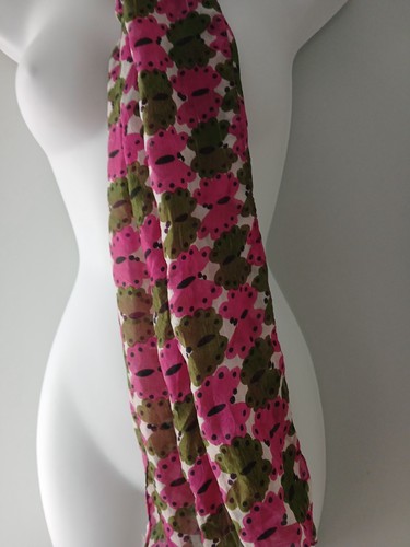 Vintage silk pink geometric green scarf wedding party evening cocktail - Picture 4 of 8