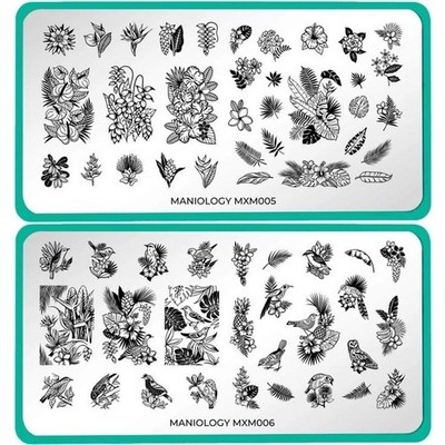 HTF Maniology MXM005 MXM006 Aloha Hawaii Birds Tropical Nail Stamp March 2019