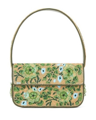 Staud Tommy Beaded Shoulder Bag Moss Floral
