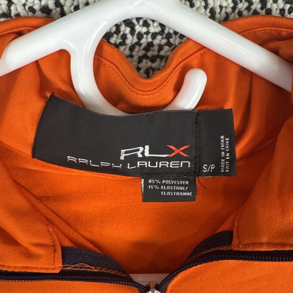 Pullover Ralph Lauren RLX 1/4 Cremallera Para Hombre Pequeño Naranja Manga Larga Ligero Foto 4 de 4